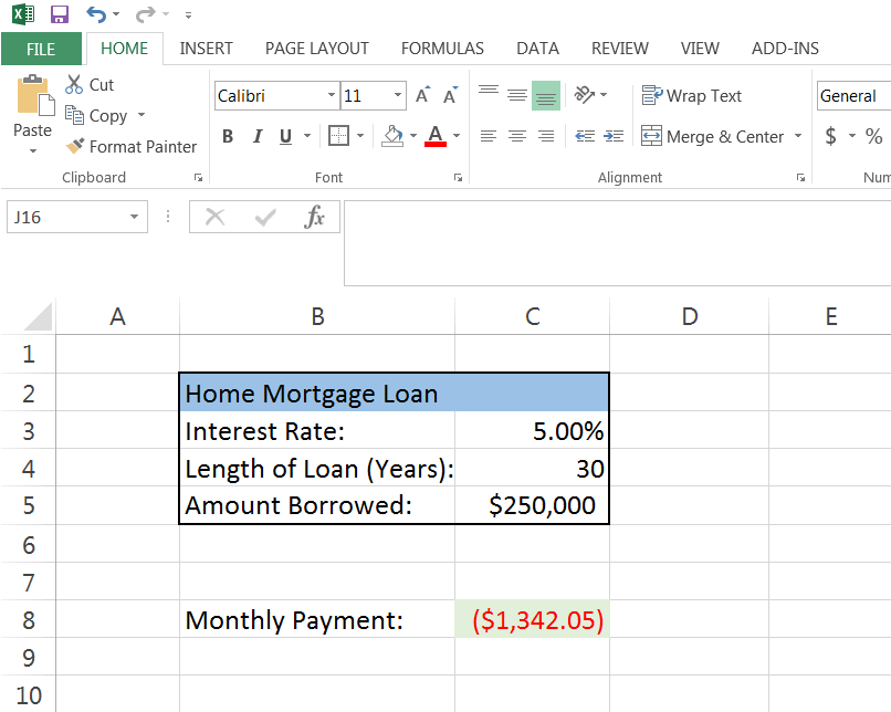 mortgage monthly payment calculator excel